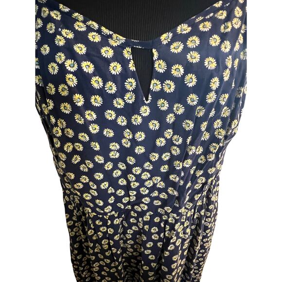 AUW 2X Daisy Floral Navy Blue Sundress Sleeveless Summer Dress - Picture 2 of 16